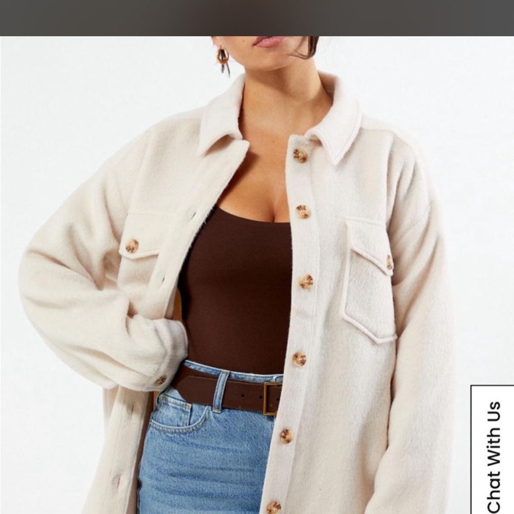 Cream Shacket Jacket - Stylish Women's Button-Up Coat